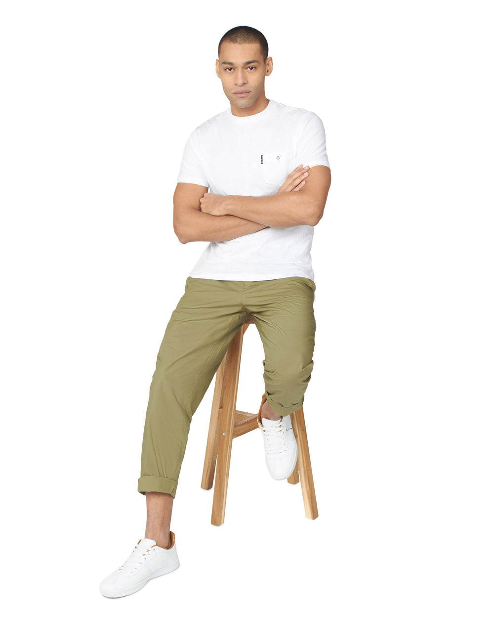 Pantalon Ben Sherman Poplin Relaxed-Taper Pleated Vert Olive | RWD-69342523